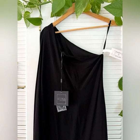 Mac Duggal | 11247 Black One Shoulder Asymmetrical Hem Flowy Dress New 4 Holiday - Picture 11 of 16